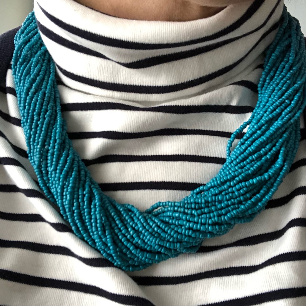 Turquoise Blue Multi-Stranded Beaded Necklace